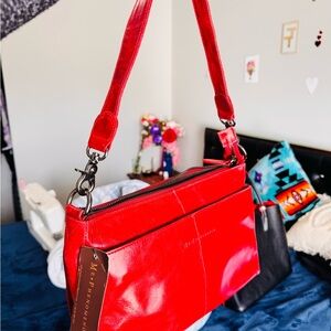 Red Leather Shoulder Bag by